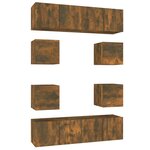 vidaXL Ensemble de meubles TV 8 Pièces Chêne fumé Bois d'ingénierie