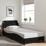 vidaXL Cadre de lit avec tête de lit sans matelas noir 90x200 cm tissu