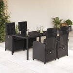 vidaXL Ensemble à manger de jardin coussins 5Pièces Noir Résine tressée