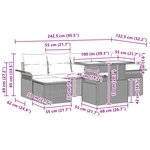 Ensemble de canapé de jardin 7 pièces avec coussins gris en poly rotin
