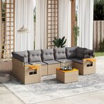 vidaXL Salon de jardin avec coussins 8 Pièces beige résine tressée
