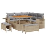 Ensemble de canapé 8 pièces avec coussins beige rotin polyacacia