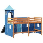vidaXL Lit mezzanine enfants avec tour bleu 90x190 cm bois pin massif