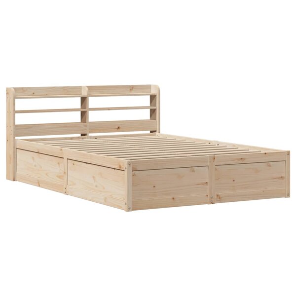 vidaXL Cadre de lit avec tête de lit 135x190 cm bois de pin massif