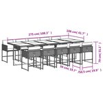 vidaXL Ensemble à manger de jardin et coussins 11 Pièces beige poly rotin