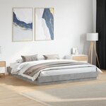 vidaXL Cadre de lit avec LED sans matelas gris béton 200x200 cm