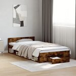 vidaXL Cadre de lit avec tiroir sans matelas chêne fumé 100x200 cm