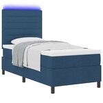 vidaXL Lit à ressort avec matelas et LED bleu 90x200 cm tissu