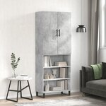 vidaXL Buffet haut Gris béton 69 5x34x180 cm Bois d'ingénierie