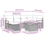 Ensemble de Canapés de Jardin 7 Pièces avec Coussins Beige en Poly Rotin