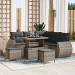 vidaXL Ensemble de canapé de jardin 8 pièces avec coussins gris poly rotin acacia
