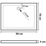 vidaXL Receveur de douche avec picots Blanc 90x70x4 cm ABS