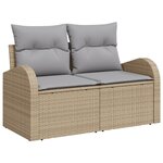 vidaXL Ensemble de canapé de jardin 7 pièces avec coussins en poly rattan beige