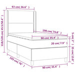 vidaXL Sommier à lattes de lit matelas LED Gris clair 90x190cm Tissu