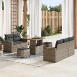 Ensemble de canapé de jardin vidaXL 8 pièces avec coussins Rattan gris poly Acacia