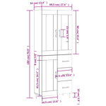 vidaXL Buffet haut Blanc 69 5x34x180 cm Bois d'ingénierie