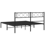 vidaXL Cadre de lit métal avec tête de lit noir 135x190 cm