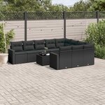 vidaXL Salon de jardin 11 Pièces avec coussins noir résine tressée