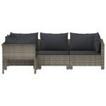 Salon de jardin meuble d'extérieur ensemble de mobilier 4 pièces avec coussins gris résine tressée 02_0016154