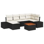 vidaXL Ensemble de canapé de jardin de 7 pièces avec coussins noir poly rotin acacia