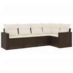vidaXL Salon de jardin avec coussins 5 Pièces marron résine tressée