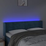 vidaXL Tête de lit à LED Bleu foncé 147x16x78/88 cm Velours