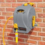 Hozelock Enrouleur de jardin mural/sur pied et tuyau 25 m Compact Reel