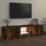 vidaXL Meuble TV avec lumières LED Chêne fumé 140x40x35 5 cm