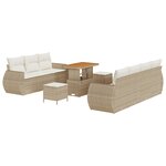 Ensemble de Canapé de Jardin de 10 Pièces avec Coussins Beige Rattan Acacia
