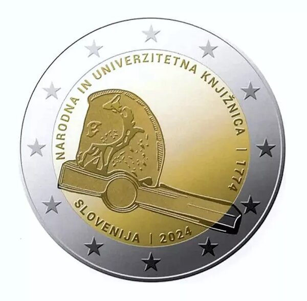 2 euros commémorative Slovénie 2024 - Bibliothèque nationale.