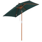 Parasol rectangulaire inclinable bois polyester haute densité 2L x 1 5l x 2 3H m vert foncé