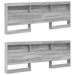 vidaXL Lit bibliothèque Gris Sonoma 200x200 cm en bois reconstitué