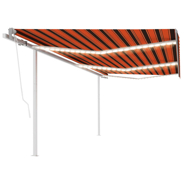 vidaXL Auvent automatique capteur de vent et LED 6x3 5 m Orange marron
