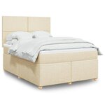 vidaXL Sommier à lattes de lit avec matelas Crème 140x190 cm Tissu