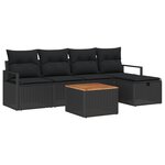 Ensemble de canapé de jardin 6 pièces vidaXL avec coussins en rotin poly noir