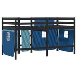 vidaXL Lit mezzanine enfants et rideaux bleu 80x200cm bois pin massif