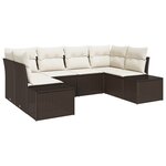 vidaXL Ensemble de canapé de jardin 6 pièces avec coussins Marron en poly rattan