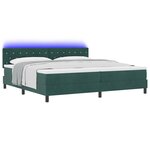 Lit Box Spring vidaXL avec Matelas & LED Vert Foncé 200x200 cm Velours