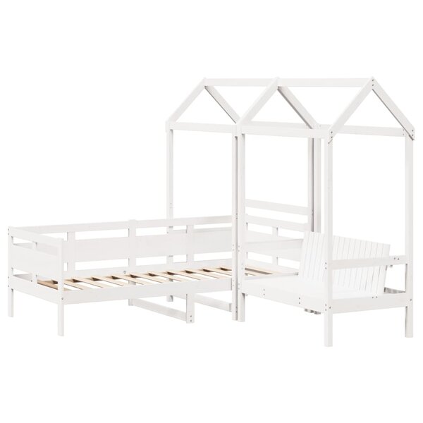 vidaXL Ensemble de lit de jour et de banc et toit 90x200 cm pin massif