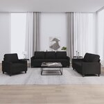 vidaXL Ensemble de canapés 3 Pièces avec coussins Noir Tissu