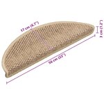 vidaXL Tapis d'escalier autocollants 15 Pièces 56x17x3 cm Sable