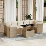 vidaXL Salon de jardin avec coussins 8 Pièces beige résine tressée