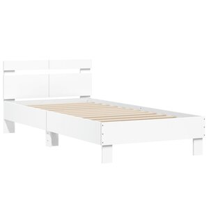 vidaXL Cadre de lit et tête de lit blanc 100x200 cm bois d'ingénierie