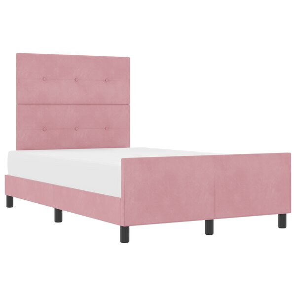 Lit vidaXL Rose 120x190 cm en Velours