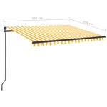 vidaXL Auvent automatique capteur de vent et LED 3x2 5m Jaune et blanc