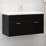 vidaXL Armoire d'évier avec lavabo intégré Noir Bois d'ingénierie