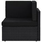 vidaXL Salon de jardin 4 Pièces avec coussins Noir Résine tressée