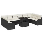 Ensemble de Canapés de Jardin de 11 Pièces avec Coussins en Rattan Poly Noir