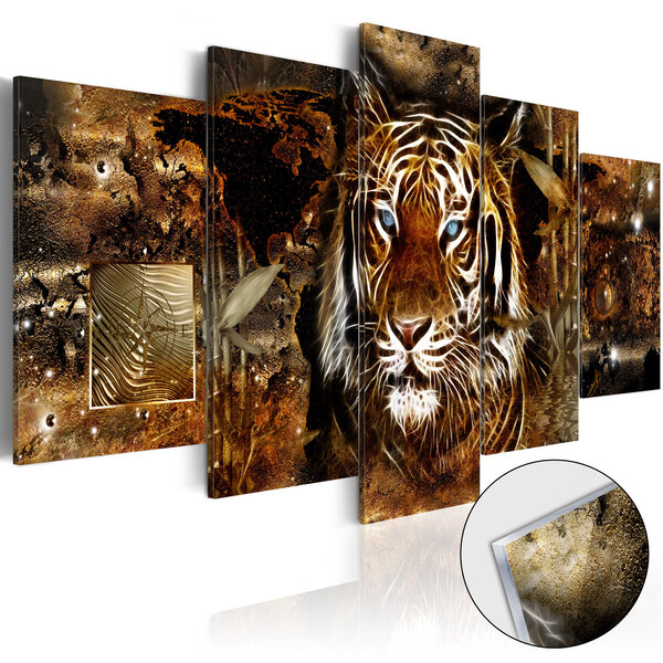 Tableau sur verre acrylique - golden jungle [glass] l x h en cm 100x50