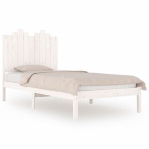 vidaXL Cadre de lit sans matelas blanc bois massif